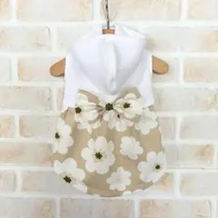 犬服　ハンドメイド　フード付きパーカー風ワンピ⑩