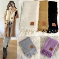 ロエベ マフラー ウール モヘア LOEWE ホワイト スカーフ