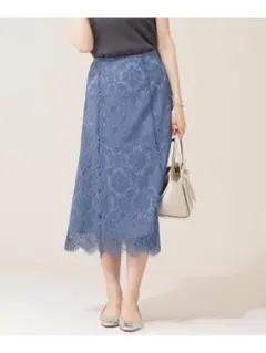 ナノ・ユニバース レーススカート 水色