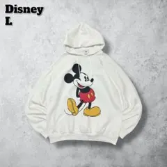 Disneyディズニー公式ミッキーマウスパーカーフーディホワイトフェード L古着