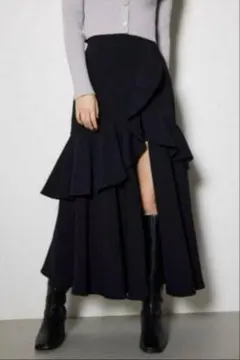 rienda フリルスリットハイウエストスカートショートパンツ