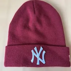 New Era NYロゴ ニット帽 バーガンディ