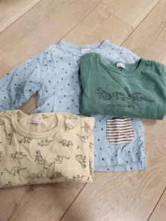 プティマイン　恐竜柄・星柄 長袖カットソー 3枚セット 100cm