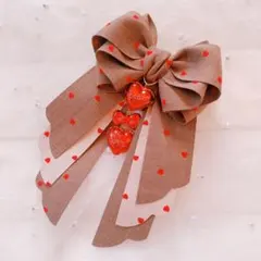 ハンドメイド リボン ヘアゴム ポニー キッズ ハート バレンタイン