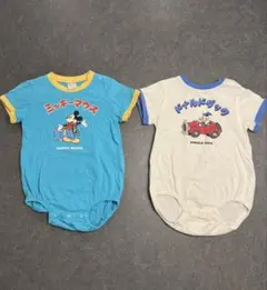 ミッキーマウス・ドナルドダック半袖ロンパース2点セット