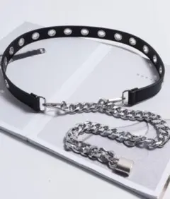 【新品】LA VORAGINE PUチェーンベルト レディース ベルト シルバー