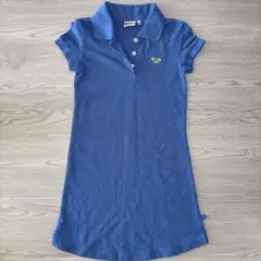 ROXY 子供服 キッズポロワンピース ブルー 鹿の子素材 Sサイズのサムネイル