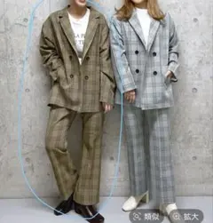 LOWRYS FARMラナテック多機能フレアパンツ ダブルジャケット チェック