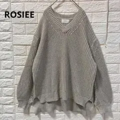 ROSIEE ロージー Vネック ニット プルオーバー シルバー オーバーサイズ