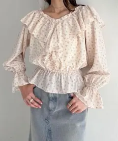 新品未使用タグ付きHeather 2WAY ボリュームフリルブラウス