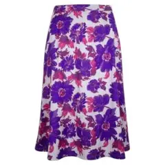 新品タグ付 組曲kumikyokuひざ丈スカート 花柄 パープル ボタニカル柄