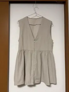 【グローバルワーク】【FREE】【美品】ペプラムZIPベスト