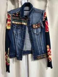 Desigual デニムジャケット 花柄 刺繍 パッチワーク