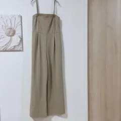 GU　オールインワンパンツ　サロペットパンツ　 ワイドパンツ　ベージュ　M