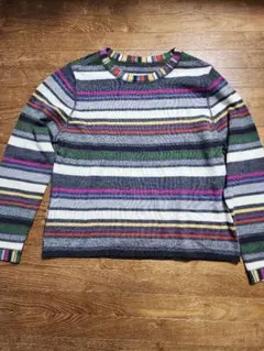 Rinascente マルチカラーボーダー柄　イタリア素材ウール100%ニット