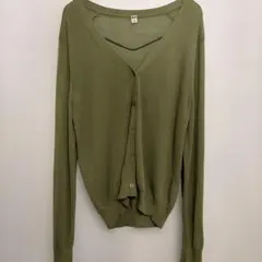 UNIQLO ユニクロ　オリーブグリーン Vネック 長袖カーディガン