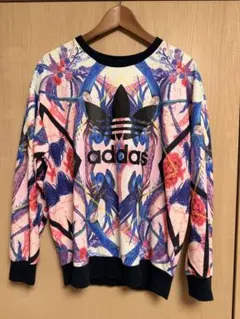 adidas セットアップ クロップド丈トップス＆ショートパンツ M 総柄 