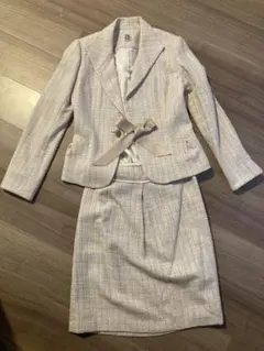 MICHEL KLEIN ベージュツイードスーツ 38