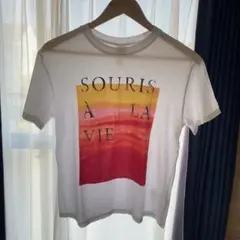 H&M グラフィックTシャツ XS ホワイト 半袖 サンセットプリントのサムネイル