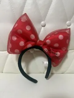 ミニーマウス風赤水玉リボンヘアバンド