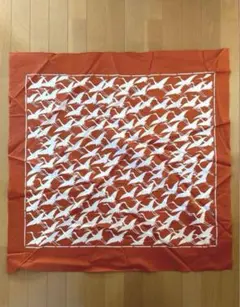風呂敷　鶴柄　朱色