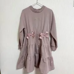 メゾピアノ リボン ピンク 長袖 ワンピース 120cm