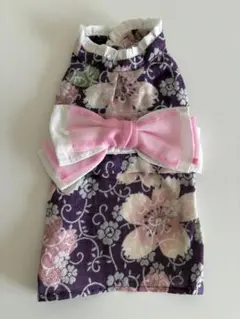 CREATIVE YOKO 犬 浴衣 紫 花柄 ピンク帯 3S 小型犬 日本製のサムネイル