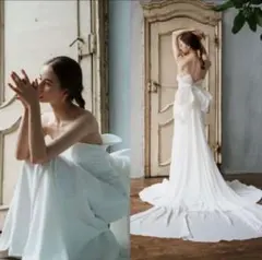 ドレスプロダクション 2way バックリボン ベアトップ ソフトマーメイドドレス