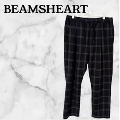 【BEAMSHEART 】チェック柄カジュアルパンツ ネイビー系