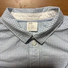 水色と白ギンガムチェック 長袖シャツ