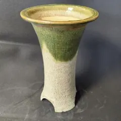 花瓶■織部 緑釉透かし花生け 宝仙 穴あき花器 口広壺 古美術 時代物 骨董品■ 花瓶□織部 緑釉透かし花生け 宝仙 穴あき花器 口広壺 古美術 時代物