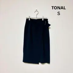 TONAL ラップ風 タイトスカート ネイビー 34