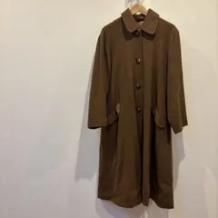 ブラウン　襟付きロングコート
