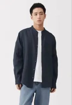 【無印良品】スタンドカラー 長袖シャツ メンズ・Sサイズのサムネイル