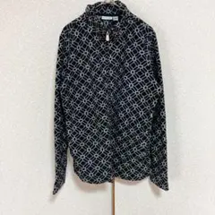 ✨美品✨レディース フリースジャケット Sサイズ 総柄 モノトーン ハイネック