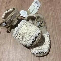 タグ付き新品　ミラーベイ　キナリレースサンダル　17センチ　ベージュ　ナチュラルのサムネイル
