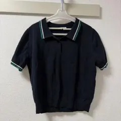 襟ライン入り 半袖ポロシャツ ニット