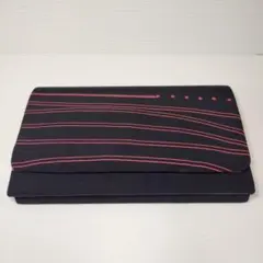 ●和装バッグ●ネイビーと赤のストライプ●小物入れとしても●美品●21.5✕12