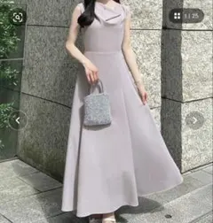 JUNOAH 薄くて軽いジョーゼット　ドレープフレアワンピースのサムネイル