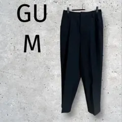 GU◆スラックス/オフィスカジュアル/ウエストゴム/M/黒