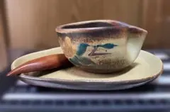 ②九谷焼　カップ&ソーサー、スプーン？付き