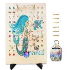 ピアス収納棚 6つのDIYフックと折りたたみ式 ジュエリーボックス マーメイド