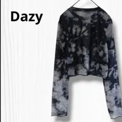 Dazy 【L】トップス カットソー 黒系 透け感 長袖 柄 シースルー