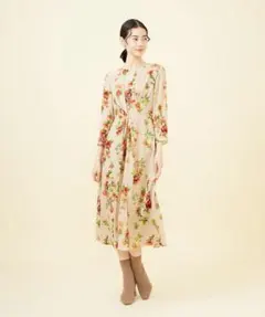 シビラ ローズ花柄 長袖 ロングワンピース