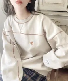 JAVAジャバ 裏起毛配色ステッチロゴスウェット