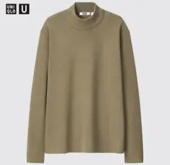 【新品】UNIQLO U メリノブレンドモックネックセーター グリーン Ｌ