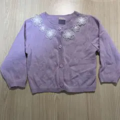 プティマイン  カーディガン　90 ピンク　お花