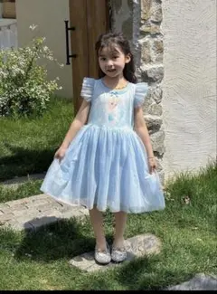 アナ雪　エルサ ワンピース ノースリーブ 水色　130