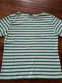 ユニクロ　ボーダー　半袖　シャツ　カットソー　緑　Lサイズ　1371