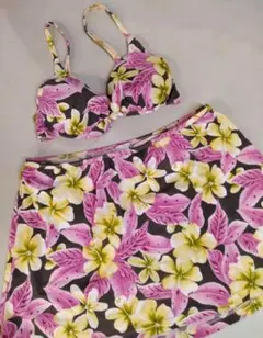 【I1087】プアラニハワイ　花柄セパレート水着　2点セット　Mサイズ